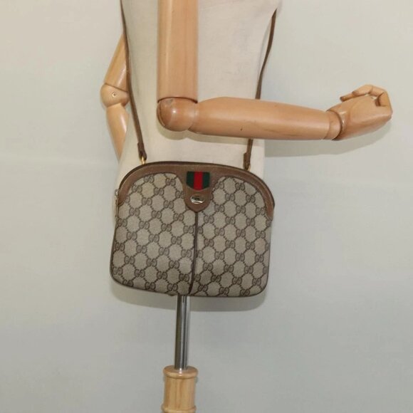 GUCCI GG Supreme Web Sherry Line Shoulder Bag PVC Beige 98 02 047 Auth BA4583 - Picture 15 of 16